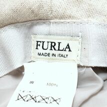 GO8598▽イタリア製 フルラ FURLA リネン リボン レディースハット 帽子 約56.5cm ベージュ系_画像7