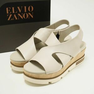 MF7900^ unused / regular price Y19,950/ELVIO ZANON for nouer leather Wedge sole sandals back strap shoes beige size 38/ approximately 24cm