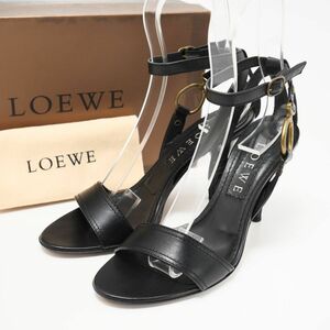 GP4183^ Italy made LOEWE/ Loewe leather strap sandals shoes black / black size 37.5/ approximately 23.5-24.0cm corresponding 