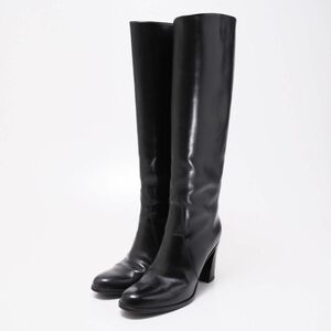 GP9533^ Italy made tanino Chris chi-/TANINO CRISCI*size36M(22.5-23cm corresponding ) round tu leather long boots * shoes * black 