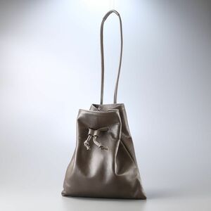 TH5648^ Италия производства LAURA DI MAGGIO/ роллер DiMarzio кожа / натуральная кожа draw -тактный кольцо ручная сумочка мешочек незначительный вставка ручная сумка сумка серый 