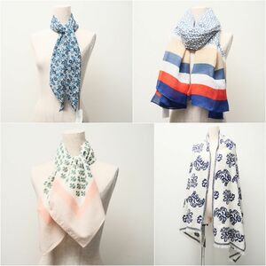 TH5523△《未使用 4点セット》Laura Ashley ローラアシュレイ*大判*ストール*ショール*スカーフ*春夏*ボタニカル/花柄