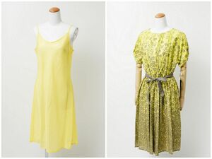 TG8429△《未使用 定価2万》RESPIGHI/レスピーギ*花柄*ウエストリボン*ペチコート付き*ロングワンピース*膝下丈*イエロー系*size40/M相当