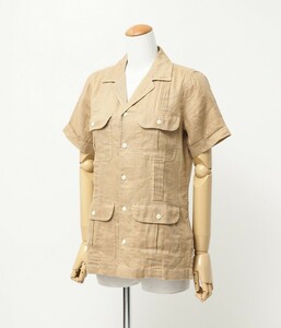 GO8750*POLO RALPH LAUREN/ Polo Ralph Lauren *linen рубашка * лен 100%* короткий рукав *size2* оттенок коричневого 