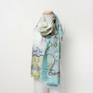 GP8096# Italy made # Etro /ETRO* total silk * stole scarf shawl * total pattern *peiz Lee pattern * green / blue group 