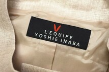 GP9716 レキップ ヨシエイナバ /L'EQUIPE YOSHIE INABA*金属箔加工*麻100％*Aラインジャケット*薄手*日本製*サイズ40*ゴールドベージュ系_画像7