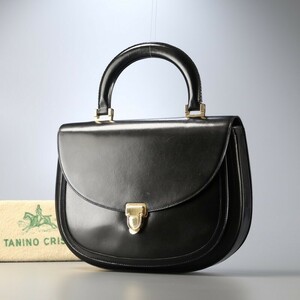 MG158△伊製*タニノクリスチー/TANINO CRISCI*レザー*ゴールド金具*フラップ*ワンハンドル*ハンドバッグ*手提げ*鞄*フォーマル*ブラック