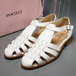 MG1940^ unused * regular price 2.9 ten thousand jpy *PASCUCCI Pas kchi838g LUKA sandals size36* mesh leather knitting ankle strap shoes white 