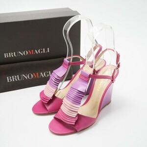 GQ0325# Italy made # Bruno Magli /BRUNOMAGLI* leather sandals * Wedge sole * ankle strap * pink series *size35.5*22.5-23cm corresponding 