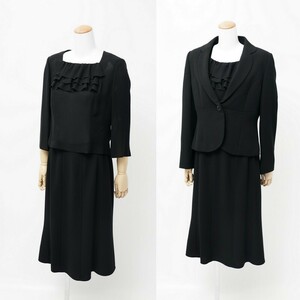 TH5430*GRES/ gray * jacket / frill * 7 minute sleeve blouse / knees height * flair skirt / setup suit * black *13* black formal / ceremonial occasions / mourning dress 