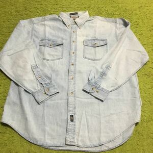 【made in USA】80's Americanclothing/LEE/button-downdenimshirt/size L JAPAN XL/状態good/