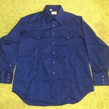 【made in USA】70's Americanclothing/Sears/Westernwear/bluepearlsnap/size[17-17 1/2]/navy/状態good/_画像1