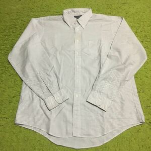 【made in USA】90's Americanclothing/LANDS'END/longsleeves/button-downshirt/size 17:36/stripebody/oldtag/状態good/