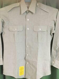 【made in USA】90's militaryclothing/VANHEUSEN/SHIRT,MAN'S,LONG SLEEVE GREEN 415, DURABLE PRESS/size 15-32.33/USARMY/状態good/
