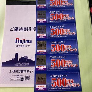 ノジマ株主優待10％割引券25枚+500円分来店ポイント3000円分