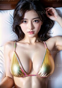 AI美女 AIイラスト A4ポスター 光沢ゴールド写真用紙使用 高画質 AIヌード AIグラビア かわいい 女の子 美人 セクシー (58025) 
