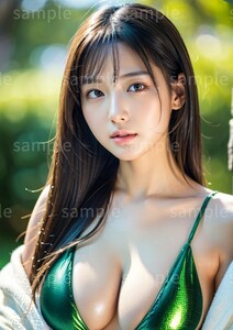 AI美女 AIイラスト A4ポスター 光沢ゴールド写真用紙使用 高画質 AIアート AIグラビア かわいい 女の子 美人 美少女 セクシー (64001)