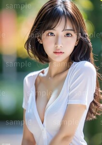 AI美女 AIイラスト A4ポスター 光沢ゴールド写真用紙使用 高画質 AIアート AIグラビア かわいい 女の子 美人 美少女 水着 (66070) 