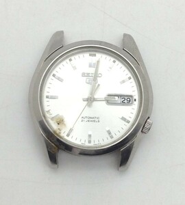 動作品【 SEIKO SEIKO5 腕時計 ケースのみ 7S26-01V0 】セイコー セイコー5 メンズ 裏スケルトン 3針式 シルバー文字盤 デイデイト 21石 MN