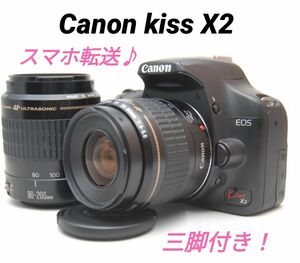 Canon kiss X2 ダブルレンズ♪初心者におすすめ♪スマホ転送OK♪