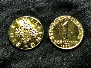 オーストリアの国花、エーデルワイス 1シリング硬貨に24金メッキを施してみました