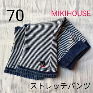 MIKIHOUSE ストレッチ デニム パンツ 未使用 に近い ダメージ加工 ベビー ハイハイ ダブルB