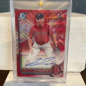 2022 bowman chrome baseball 1st bowman autographs red wave refractor Cutter Cuffy 5枚限定