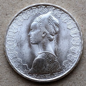 1966年 イタリア コロンブス 500リレ 銀貨 UNC ローマミント 500リラ