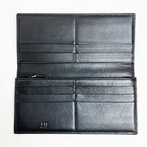 美品 dunhill ダンヒル レザー 二つ折り長財布 ブラック 黒 メンズ 男性用 シルバーロゴ 箱付き 札入れ 小銭入れ カード スリム 中古HK0199_画像5