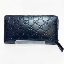 GUCCI グッチ 307987 シマ ラウンドファスナー 長財布 ネイビー GG柄 鑑定済 中古 札入れ 小銭入れ カード 箱付 メンズ レディース HK0202_画像2