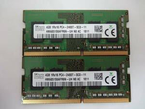 ☆SK hynix PC4-2400T 4GB×2枚 BIOS確認済☆(ノートメモリ) ①