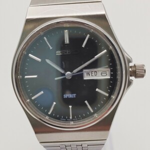 1円 稼働品 ジャンク SEIKO セイコー SPIRIT スピリット 腕時計 アナログ クォーツ 黒文字盤