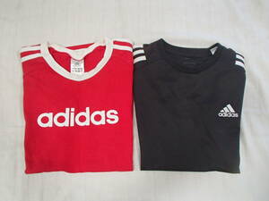  150cm adidas 半袖 Tシャツ 2枚セット アディダス スポーツ ブランド 赤 黒 男の子 女の子 USED