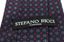 ステファノリッチ ブランド ネクタイ ドット 花柄 小紋柄 PO メンズ ネイビー STEFANO RICCI イタリア高級ブランド_画像4