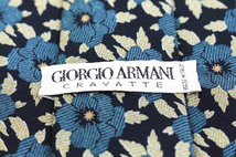 ジョルジオアルマーニ ブランド ネクタイ 総柄 花柄 シルク イタリア製 PO メンズ ネイビー GIORGIO ARMANI_画像4