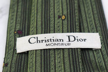 クリスチャンディオール ブランド ネクタイ 小紋柄 パネル柄 バーチカルストライプ PO メンズ カーキ Christian Dior_画像4