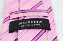 バーバリーブラックレーベル ブランド ネクタイ ホースマーク ストライプ シルク 日本製 PO メンズ ピンク BURBERRY BLACK LABEL_画像4