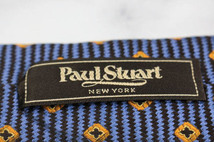 ポールスチュアート ブランド ネクタイ 小紋柄 ボーダー柄 シルク 日本製 PO メンズ ブルー PAUL STUART_画像4