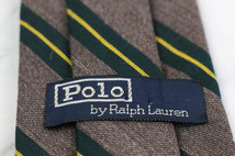 ポロ・ラルフローレン ブランド ネクタイ ストライプ柄 ウール シルク USA製 PO メンズ ブラウン POLO RALPH LAUREN_画像4