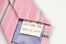 ファットゥーラ ブランド ネクタイ ストライプ柄 シルク コットン 日本製 PO メンズ ピンク FATTURA_画像5