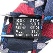 クレージュ ブランド ネクタイ ドット 格子柄 パネル柄 シルク イタリア製 PO メンズ ネイビー courreges_画像5