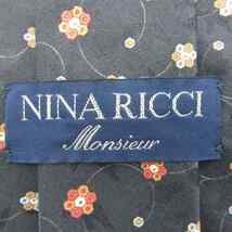 ニナリッチ ブランドネクタイ 花柄 シルク PO メンズ グレー NINA RICCI_画像4