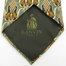 ランバン ブランド ネクタイ 総柄 格子柄 蝶々 シルク フランス製 PO メンズ カーキ LANVIN_画像6