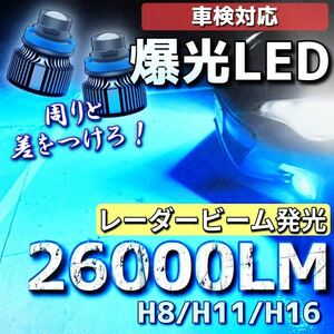 【爆光LED】レーザービーム発光 LED フォグランプ アイスブルー H8/H11/H16 アルファード ヴェルファイア プリウス 26000lm b