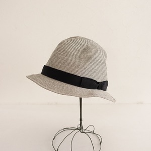 キジマタカユキ KIJIMA TAKAYUKI *PAPER HAT ハット*グレー天然素材麦わら帽子日よけブラックリボン(ha84-2404-50)【10E42】