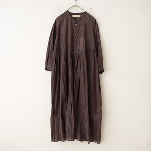 【美品/定価5.3万】スズキタカユキ suzuki takayuki *gathered dress*綿絹twilight greyワンピース(25-2404-186)【30E42】