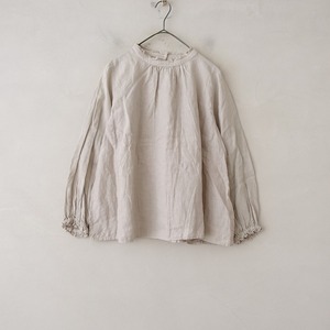 ネストローブ nest Robe *リネンフリルブラウス*F長袖シャツ無地麻ライトグレージュ(33-2404-255)【30E42】