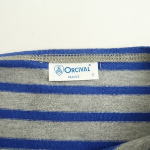 オーシバル ORCIVAL *ボーダーショートスリーブボートネックTシャツ*Fコットンカットソーグレー×ブルー半袖(2-2404-349)【70E42】の画像6