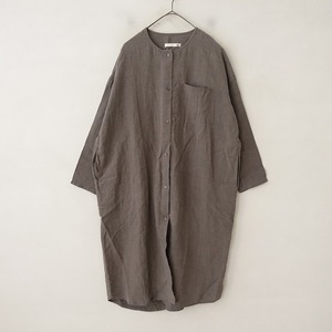 【定価3.4万】エヴァムエヴァ evam eva *linen shirts one piece リネンワンピース*羽織り麻グレーブラウン(1-2404-331)【90E42】