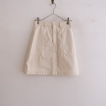 【美品】アーペーセー A.P.C. *カラーデニムスカート*36エクリュ系ミニ無地コットン(sk33-2404-566)【51E42】_画像1